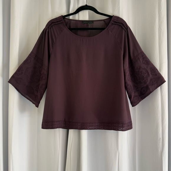 Sanctuary Tops - Sanctuary Embroidered Blouse Plum Kimono Sleeve Boho Top Women’s Small
